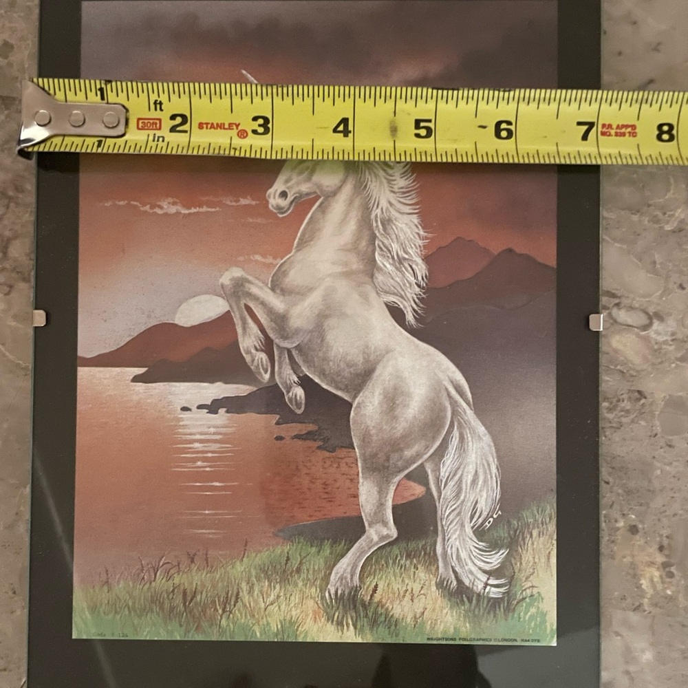 Vintage Wrightsons Foilgraphics London Unicorn in Valley Etching Framed Art - Picture 6 of 6